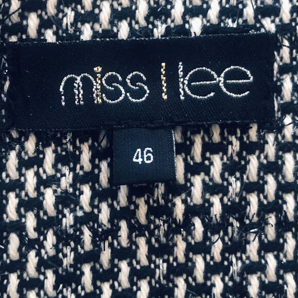 MISS LEE Vintage Basketweave Tweed Black Velvet Applique Statement Jacket Sz XL - Picture 5 of 5